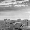 Timmendorfer Strand am Morgen in schwarzweiß von Manfred Voss, Schwarz-weiss Fotografie