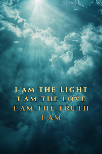 Goldene Affirmation – Türkisfarbene, verträumte Wolken