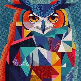 Owl in a geometric colour composition by Mixed media vector arts