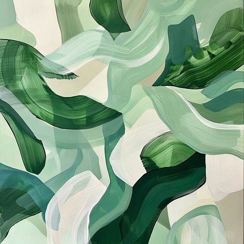 Abstracte groene vormen - Moderne kunst