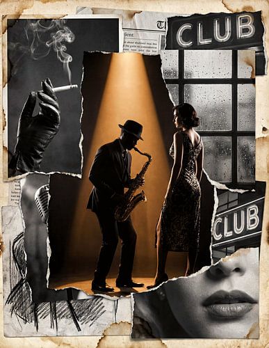 Midnight Jazz Noir Collage