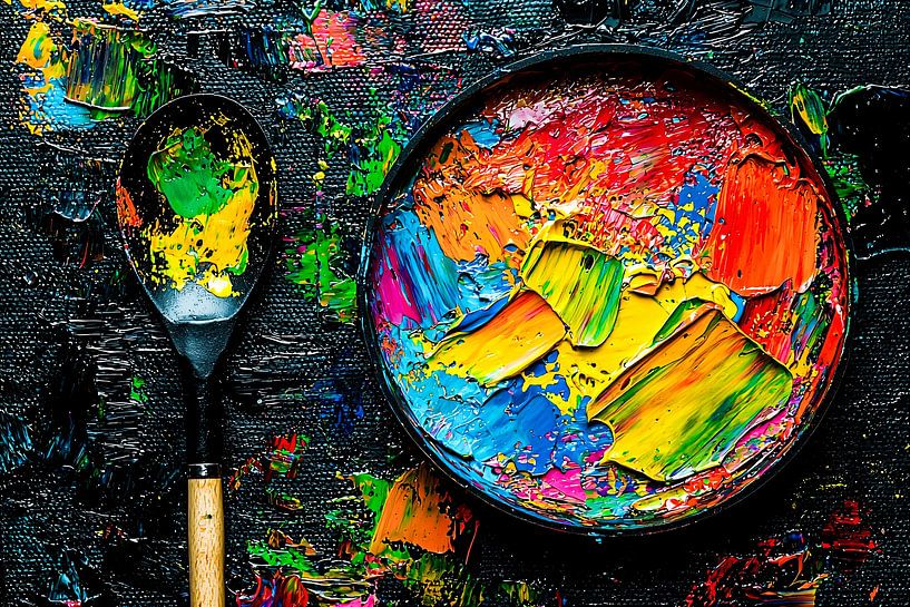 Abstrakte bunte Kunst auf Schwarz von Imperial Art House