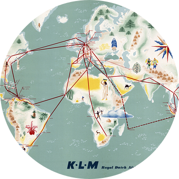 Vluchtroutes van KLM op de Kaart van World Maps