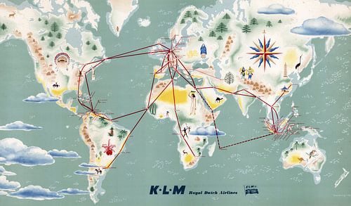 Vluchtroutes van KLM op de Kaart