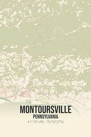 Carte ancienne de Montoursville (Pennsylvanie), USA. sur Affiches de lieux