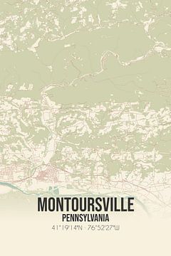 Vintage landkaart van Montoursville (Pennsylvania), USA. van MijnStadsPoster