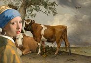 Das Mädchen mit dem Perlenohrring und der Stier von Eigenwijze Fotografie Miniaturansicht