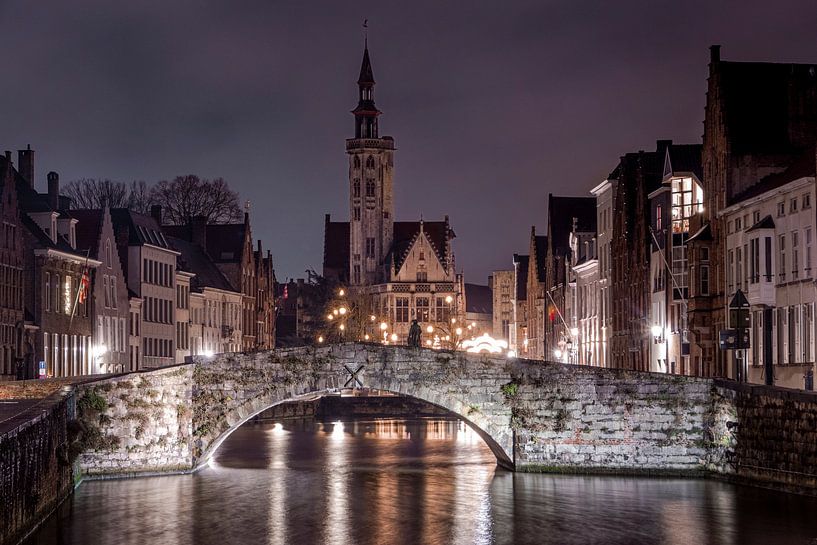Place Jan van Eyck et Koningsbrug de nuit | Bruges | photographie de nuit par Daan Duvillier | Dsquared Photography