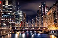 Chicago brug in de avond