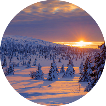 Winter Zonsondergang in Noorwegen
