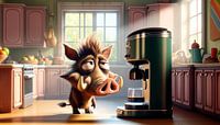 Wild boar craves coffee