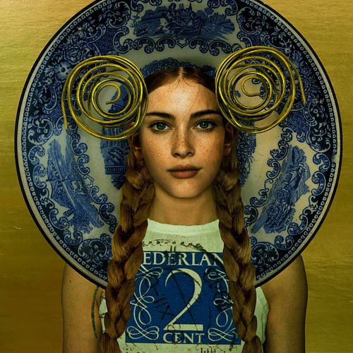 Pop-Art Beauty Delfts blauw Postzegel