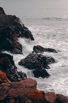 Golven van de Zee kussen Kustlijn van IJsland van Inez Nina Aarts