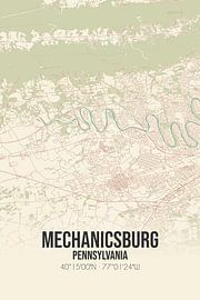 Alte Karte von Mechanicsburg (Pennsylvania), USA. von Ortsdrucke