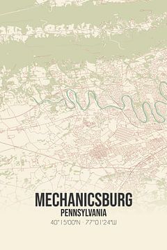 Vieille carte de Mechanicsburg (Pennsylvanie), USA. sur Rezona