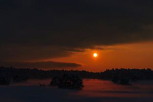 Verschneite Winterlandschaft in einem Treibsanddünengebiet