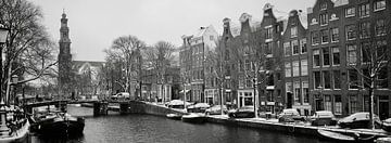 Amsterdam, Prinsengracht with Westertoren in the snow by Amsterdam Highlights