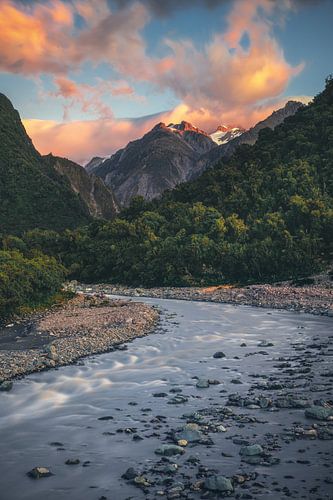 New Zealand Mount Tasman at sunset