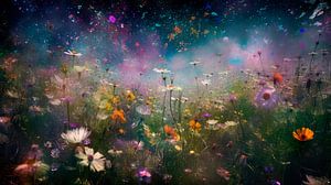 Wildblumenfeld mit Sternenhimmel