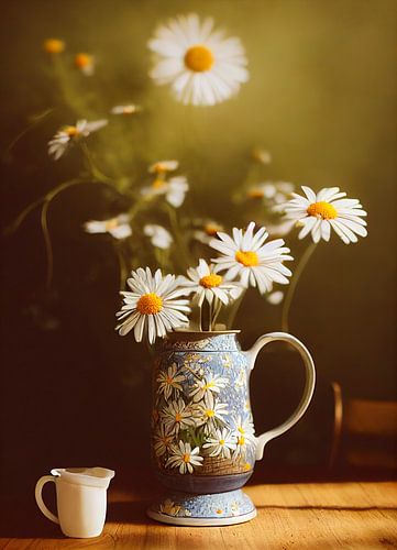 Still life with flowers and pottery