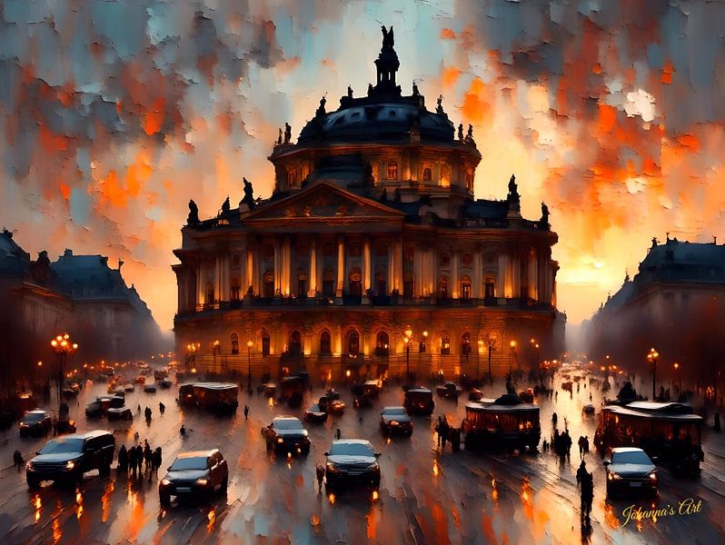 Semperoper, Dresden, Germany at sunset by Johannas Art Creations