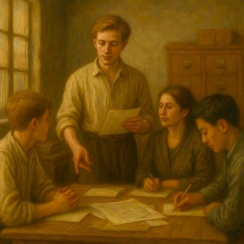 De Instructeur – AI Classica – Mensen aan het werk – Kunst voor bedrijven