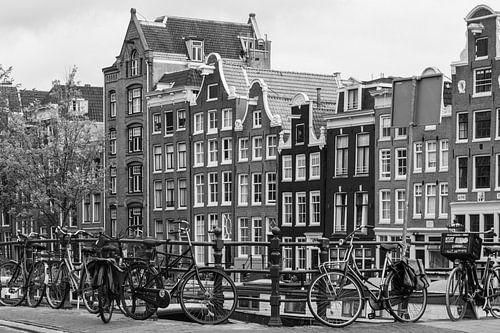 Amsterdamse Grachtenhuizen in Zwart / Wit