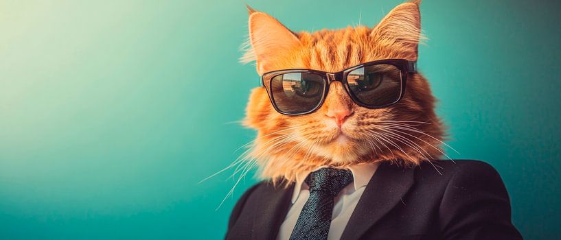 Chat stylé en costume avec lunettes de soleil par Poster Art Shop