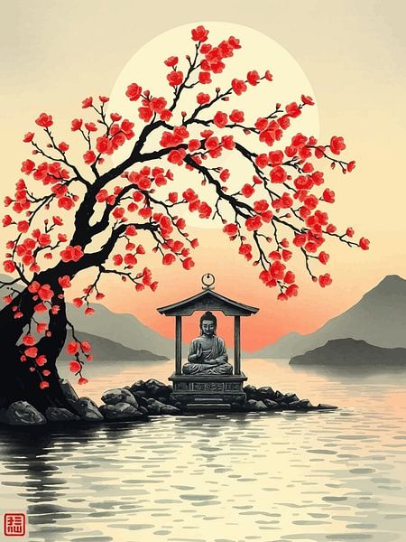 Buddha / Boeddha Ukiyo-e Gemälde von MIROKKU