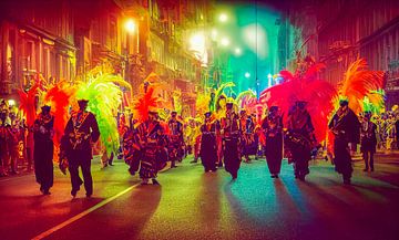 Karnevalsumzug auf der Straße in Rio de Janeiro, Illustration von Animaflora PicsStock