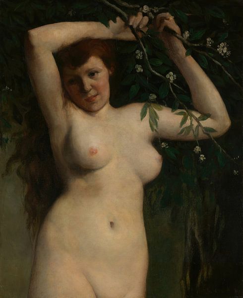 Gustave Courbet - Female Nude with Flowering Branch (1863) by Peter Balan