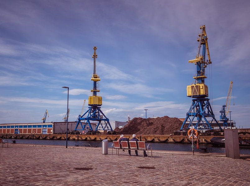 Harbour cranes in Rostock harbour at the Baltic Sea by Animaflora PicsStock