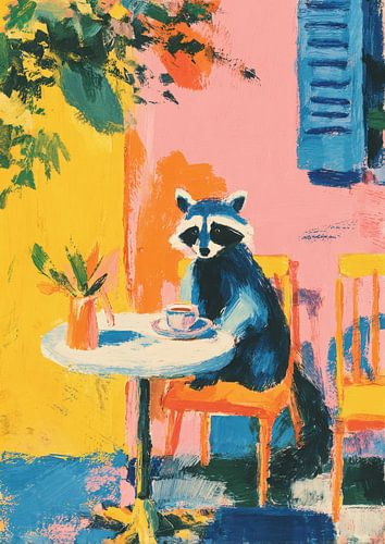 Raccoon in the café