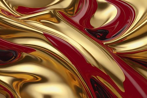 Abstracte golven in goud en rood