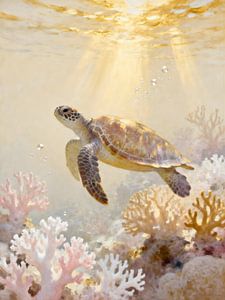 Zeeschildpad in het licht
