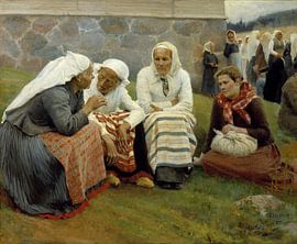 Frauen vor der Kirche in Ruokolahti, Albert Edelfelt