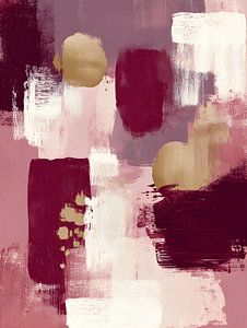 Abstrait en bordeaux et rose tendre