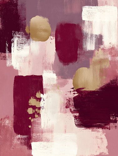 Abstract in Bordeaux en Zacht Roze
