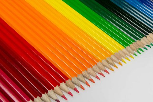 Abstract composition of a set wooden colour pencils