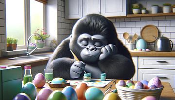 Thoughtful Easter painting in the kitchen by artefacti