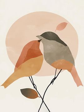 Lovebirds Canvas Print Stijl Abstract van TOAN TRAN