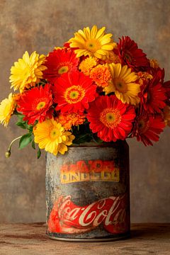 Bloemen in een glas van Poster Art Shop