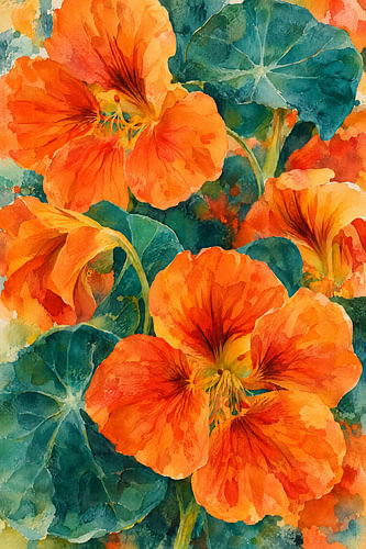 Bright orange nasturtiums