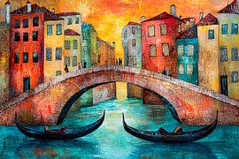 Venezianische Brücke und bunte Gebäude von Imperial Art House