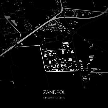 Zwart-witte landkaart van Zandpol, Drenthe. van Rezona