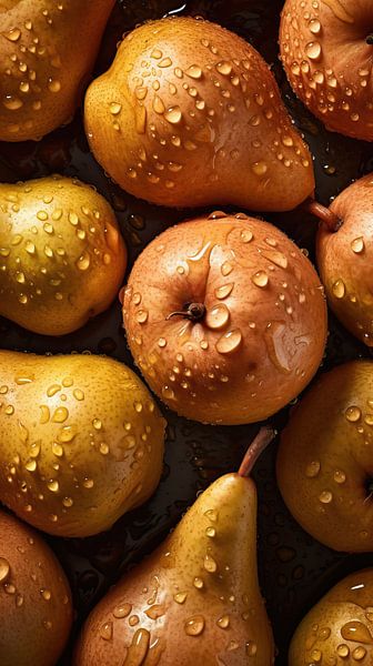 Frische Birne mit Wassertropfen von Blickfänger Gemälde