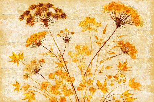 Zonnige gele Japandi wilde bloemenweide