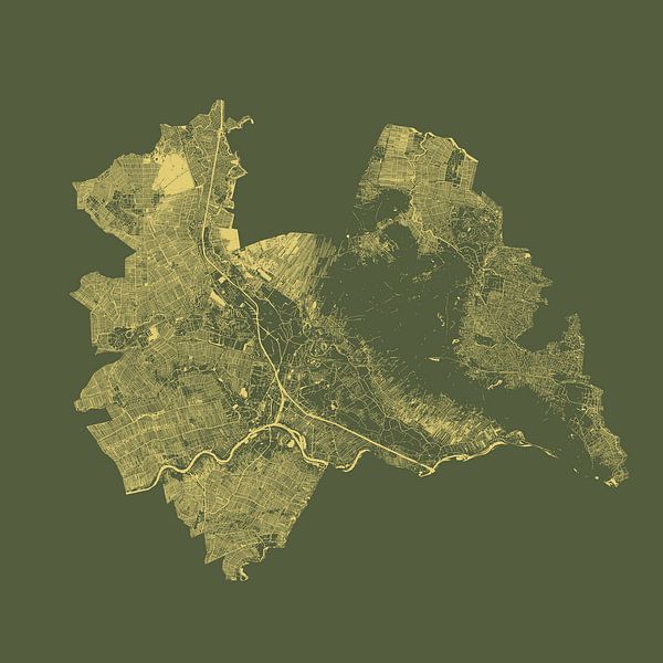 Water chart of Utecht in Green with Gold by Maps Are Art