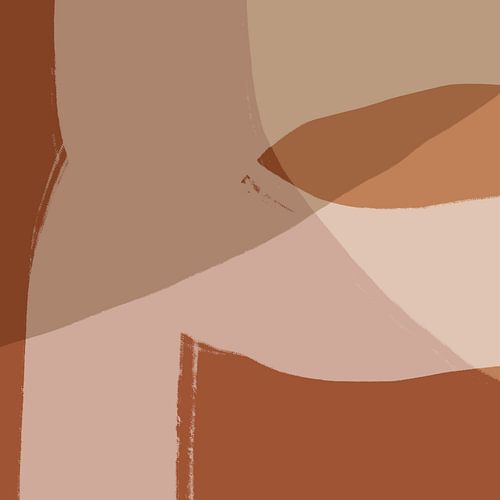 Abstracte vormen en lijnen in roze, terracotta, wit.