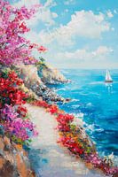 Coastal landscape with boat